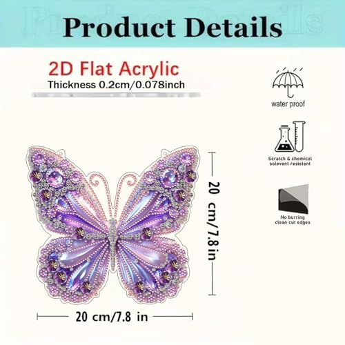 ARPADAMO Hanging Diamonds Art kit for Adult,DIY Butterfly Pendant Diamonds Painting Art Kit, 7.8x7.8 inch Acrylic Diamonds Painting Board Kit Ornament, Special Crystal Diamond Hanging Ornament - Image 4