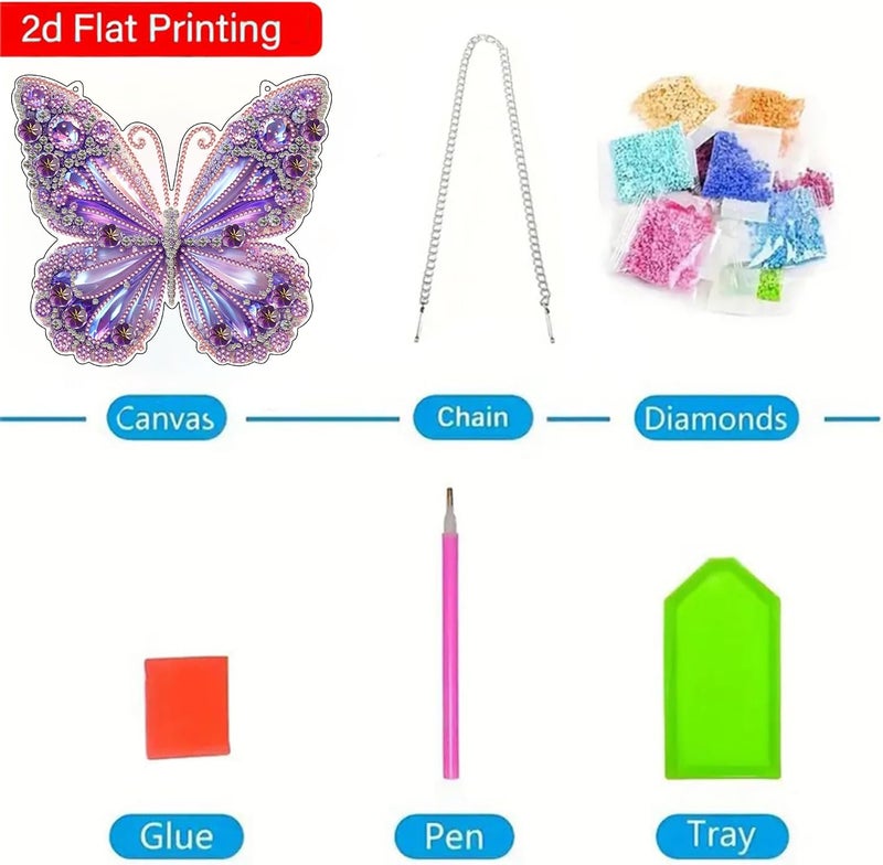 ARPADAMO Hanging Diamonds Art kit for Adult,DIY Butterfly Pendant Diamonds Painting Art Kit, 7.8x7.8 inch Acrylic Diamonds Painting Board Kit Ornament, Special Crystal Diamond Hanging Ornament - Image 5