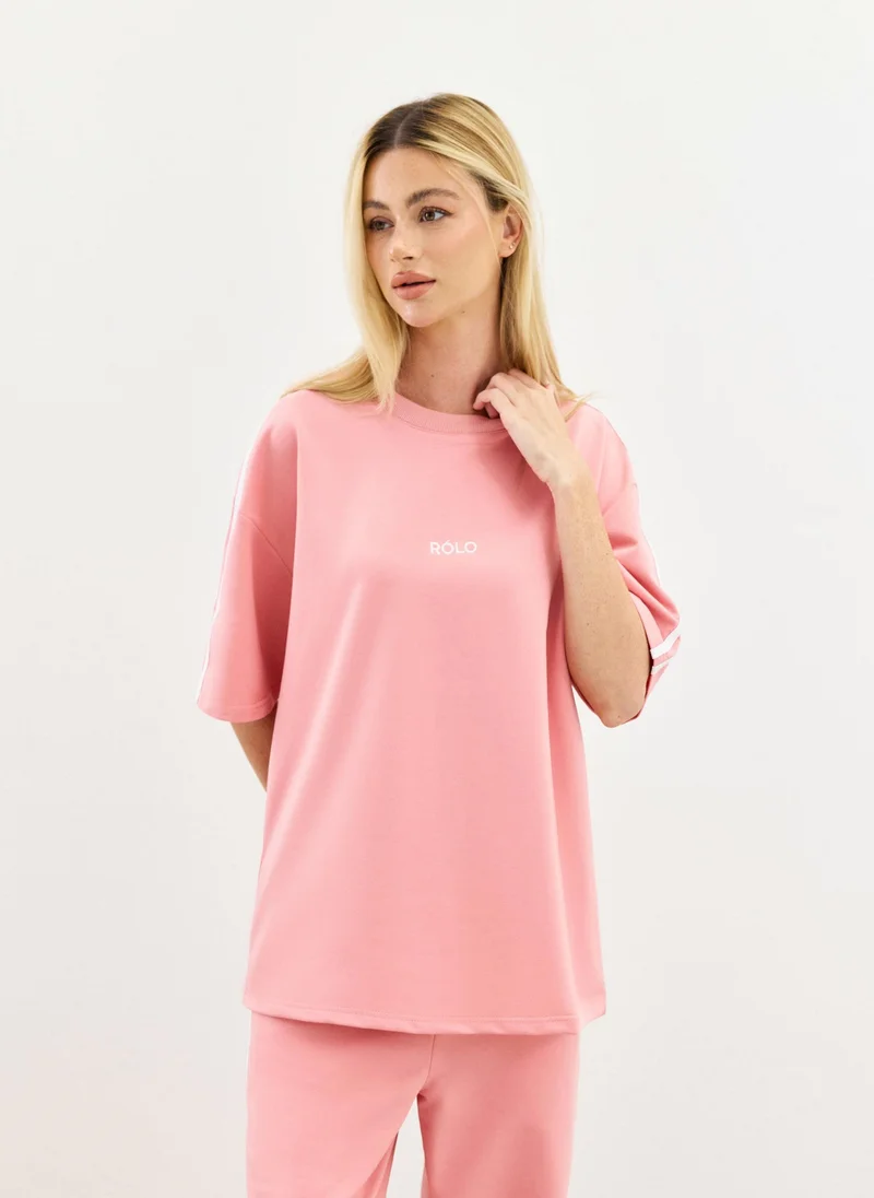 رولو Oversized Crewneck Tee - Pink