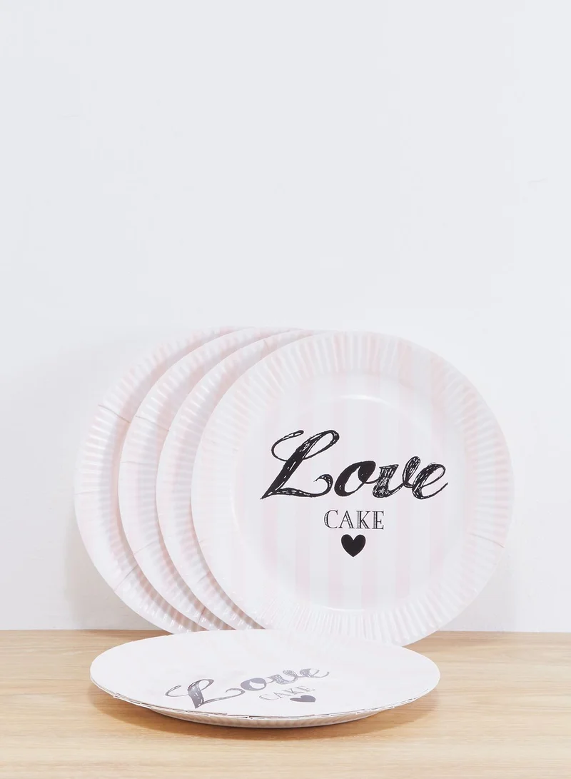 Miss Etoile  8 Pc "Love" Rose Stripe Paper Plates