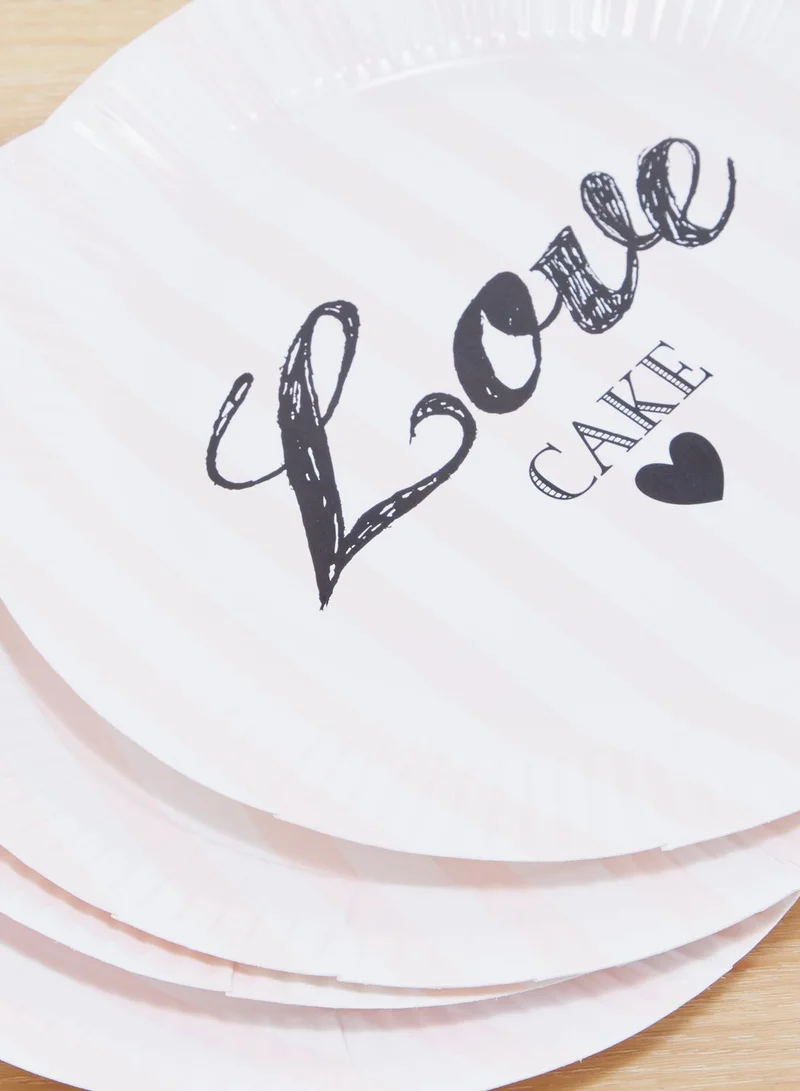 Miss Etoile  8 Pc "Love" Rose Stripe Paper Plates