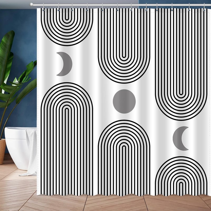 UYDOXCU Boho Shower Curtains for Bathroom Mid Century Minimalist Abstract Aesthetic Modern Bathroom Decor Curtain Machine Washable Waterproof Fabric with 12 Hooks 72" W x 72" L - Image 1