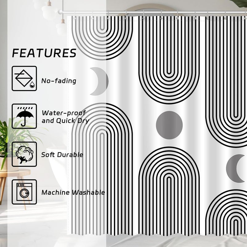 UYDOXCU Boho Shower Curtains for Bathroom Mid Century Minimalist Abstract Aesthetic Modern Bathroom Decor Curtain Machine Washable Waterproof Fabric with 12 Hooks 72" W x 72" L - Image 5