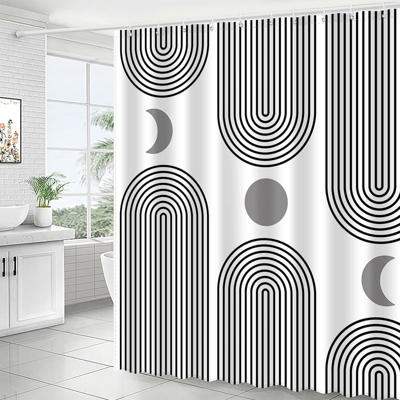UYDOXCU Boho Shower Curtains for Bathroom Mid Century Minimalist Abstract Aesthetic Modern Bathroom Decor Curtain Machine Washable Waterproof Fabric with 12 Hooks 72" W x 72" L - Image 3
