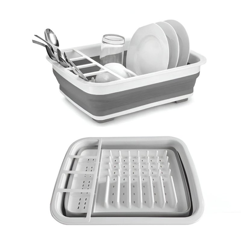 Drying Mat - Practical drain mat system designed for sink use with silicone grip and plastic frame, pairs with foldable rack to collect water while drying utensils, cups and bowls - Image 2