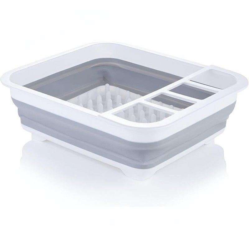 Drying Mat - Practical drain mat system designed for sink use with silicone grip and plastic frame, pairs with foldable rack to collect water while drying utensils, cups and bowls - Image 1