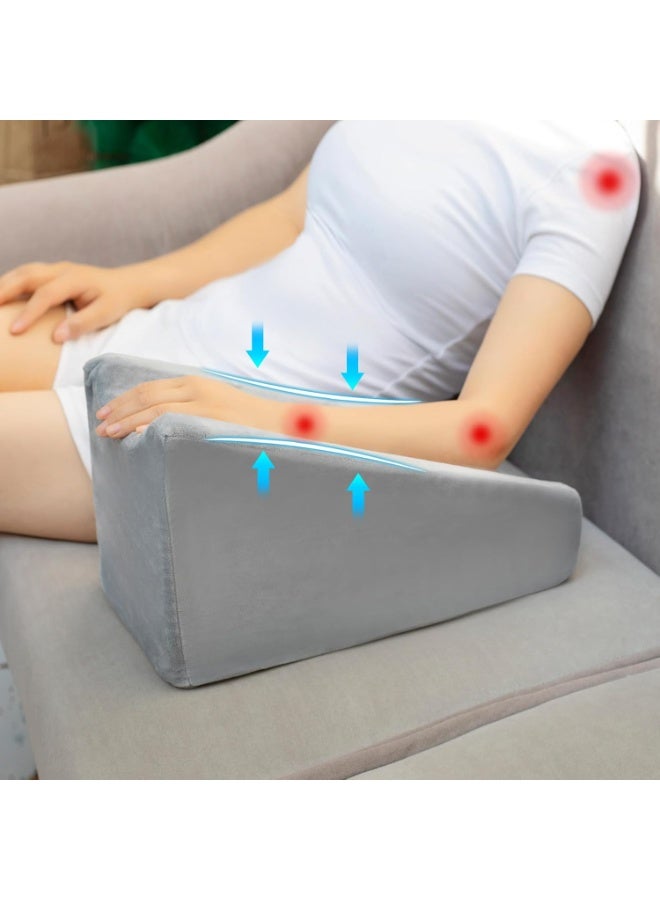 موثوقية التنبؤ وسادة الذراع، وسادة دعم مريحة ومريحة للذراع، وسادة مسند الكوع مع جيب، وسادات مريحة للذراع للنوم والراحة (رمادي) - Image 1