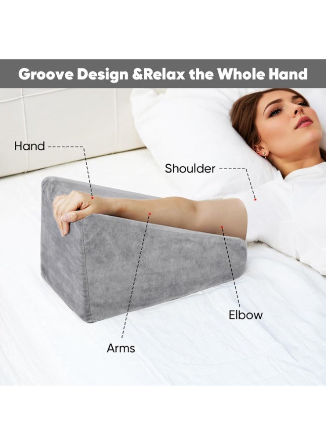 موثوقية التنبؤ وسادة الذراع، وسادة دعم مريحة ومريحة للذراع، وسادة مسند الكوع مع جيب، وسادات مريحة للذراع للنوم والراحة (رمادي) - Image 2