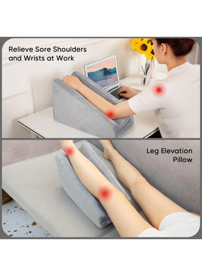 موثوقية التنبؤ وسادة الذراع، وسادة دعم مريحة ومريحة للذراع، وسادة مسند الكوع مع جيب، وسادات مريحة للذراع للنوم والراحة (رمادي) - Image 5