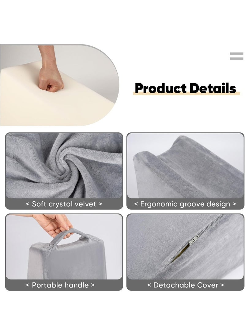 موثوقية التنبؤ وسادة الذراع، وسادة دعم مريحة ومريحة للذراع، وسادة مسند الكوع مع جيب، وسادات مريحة للذراع للنوم والراحة (رمادي) - Image 4