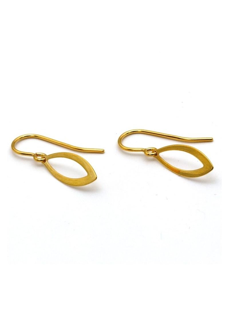 Gold Zone - Real Gold Oval Hanging Earrings - Image 1