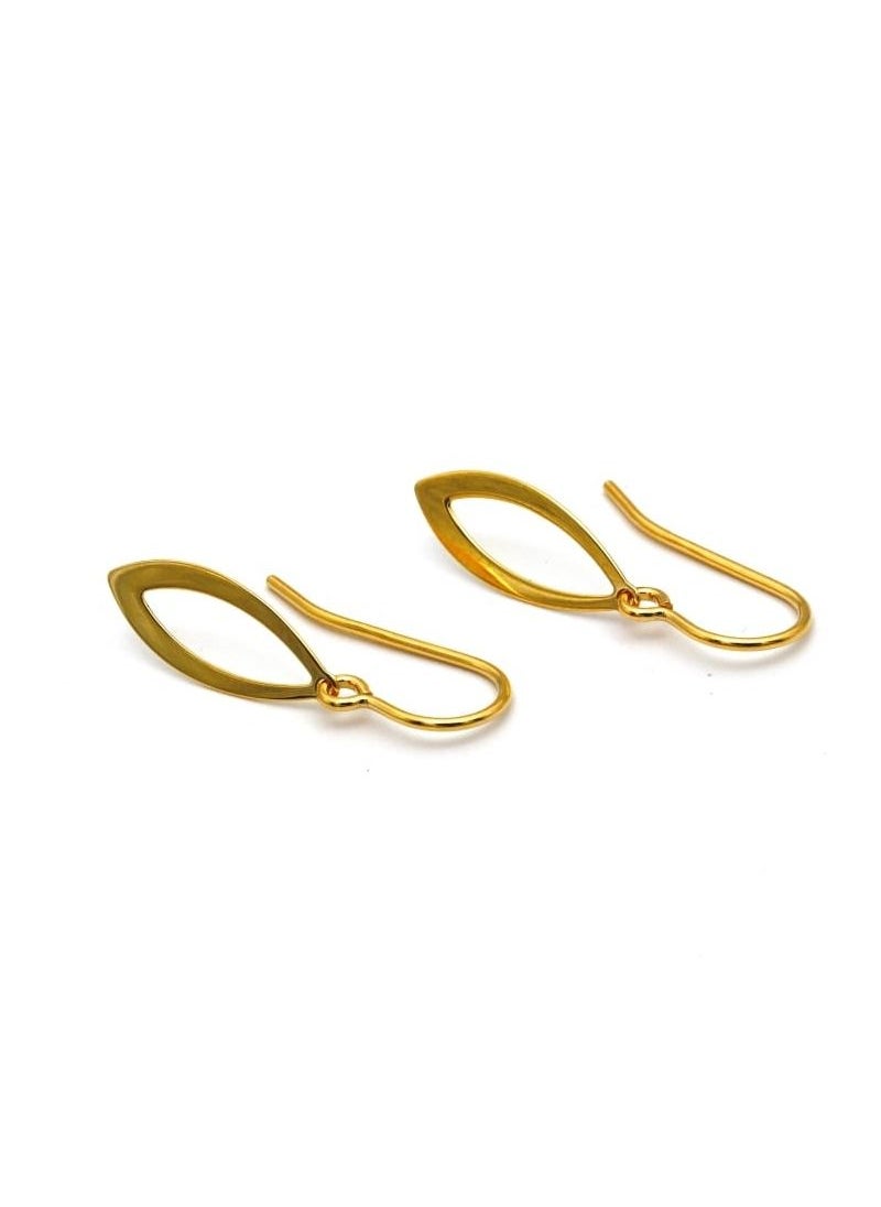 Gold Zone - Real Gold Oval Hanging Earrings - Image 1