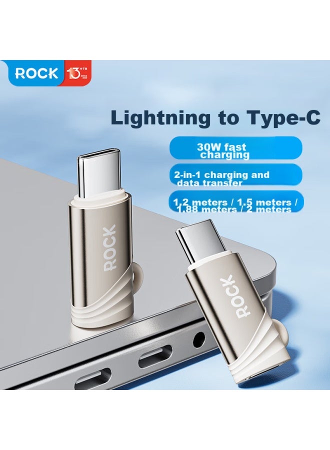 Rock Apple 16/15 Adapter, Lightning To Type-c Converter, All-metal Charging Cable, Data Cable, Supports Iphone 15/16 Pro Max, Huawei, Xiaomi, Android - Image 1
