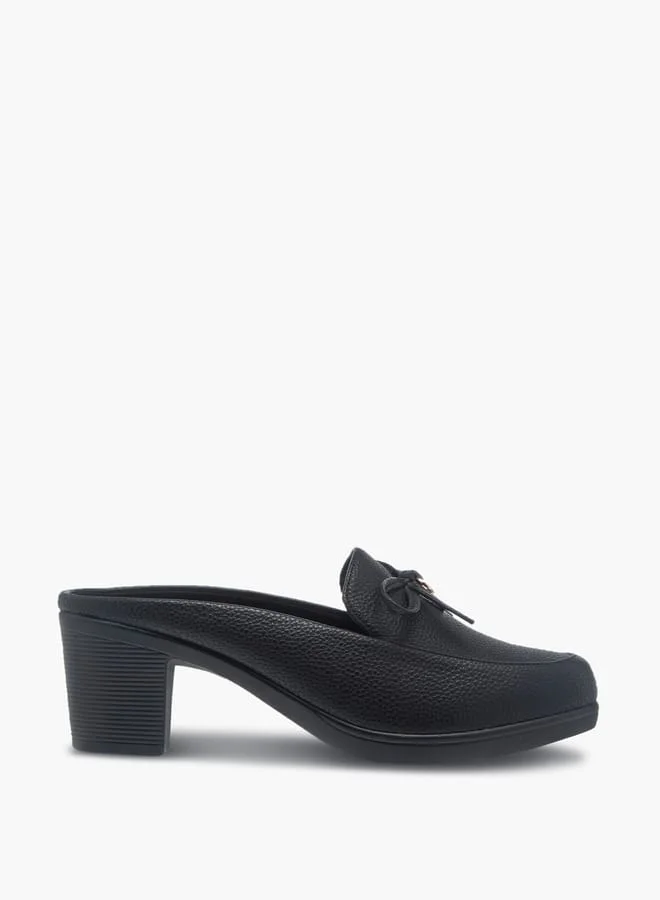 Flora Bella By Shoexpress Women Bow Detail Block Heels Slip-On Shoes