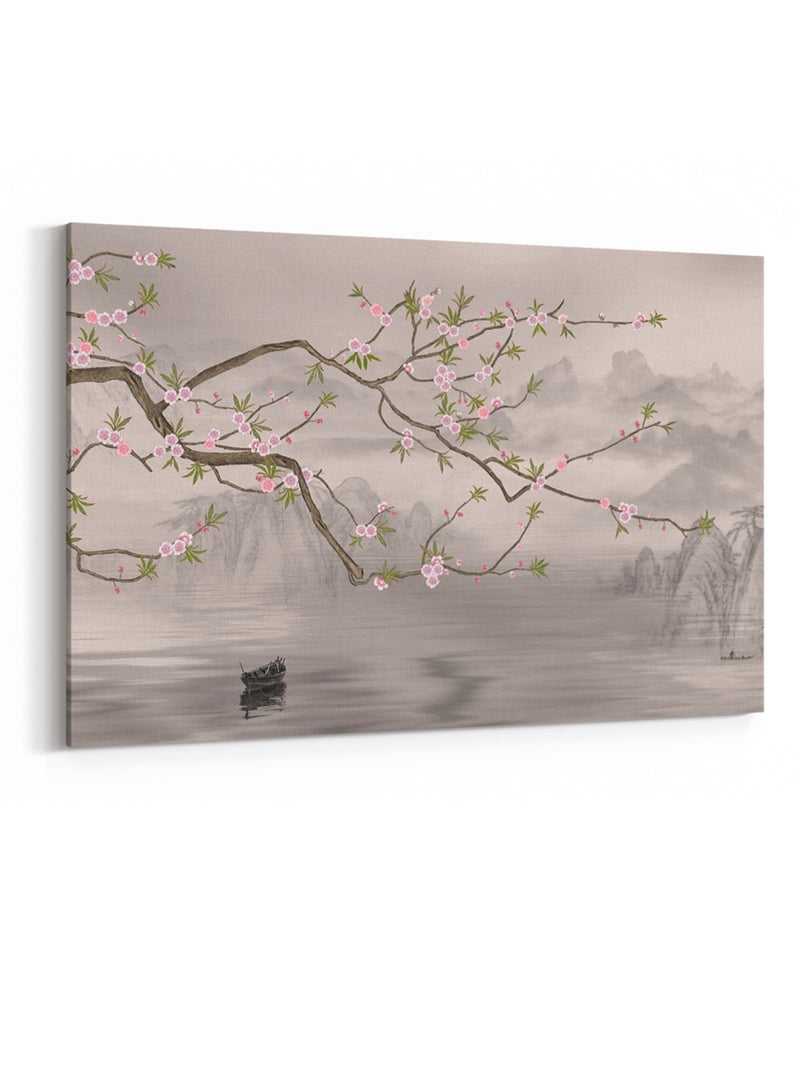 لوحة كانفاس على إطار خشبي بتصميم شجرة على البحيرة - Image 4