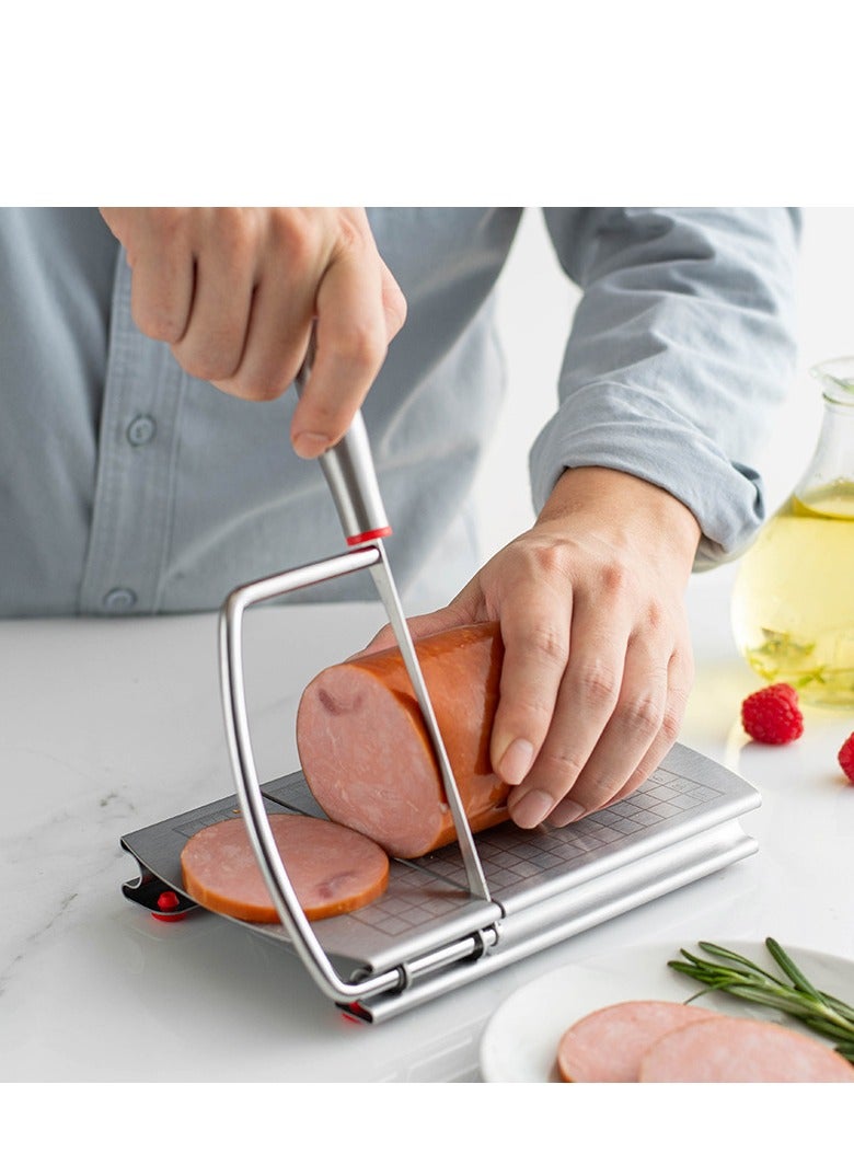 Cheese Slicer, Multipurpose Cheese Cutter Stainless Steel Cheese Slicers for Block Cheese, er, Sausages, Fruits Kitchen Gadget Cheese Cutting Board  - Image 2