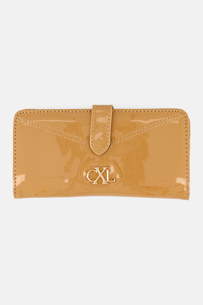 Women Brand Logo Wallet 9 H x 18 L x 2 W cm, Tan