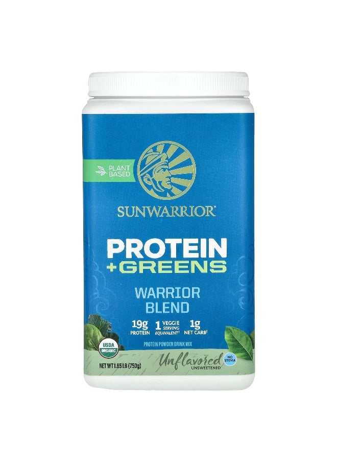 Sunwarrior - Sunwarrior, Warrior Blend, Protein + Greens, Unflavored, 1.65 lb (750 g) - Image 1