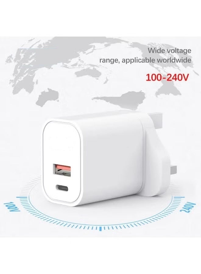 باور ماكس شاحن حائط صغير بتقنية GaN وقوة 65 واط، مزود بمنفذي USB-C وUSB-A، يدعم بروتوكولات الشحن السريع PD وQC؛ شاحن سفر مدمج وسريع. - Image 5