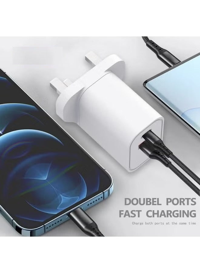 باور ماكس شاحن حائط صغير بتقنية GaN وقوة 65 واط، مزود بمنفذي USB-C وUSB-A، يدعم بروتوكولات الشحن السريع PD وQC؛ شاحن سفر مدمج وسريع. - Image 1