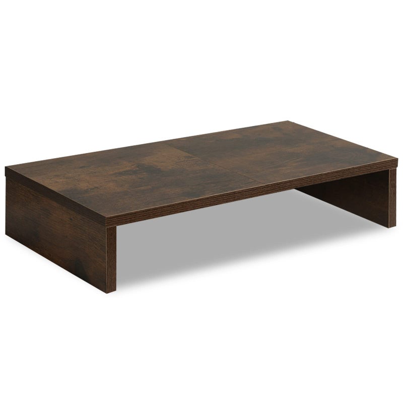 TEAMIX 20 Inch Monitor Stand Riser, Wooden Desktop Riser for TV/PC/Laptop/Printer, Rustic Brown Monitor Riser with Storage, Computer Stand Keyboard Organizer - Image 1