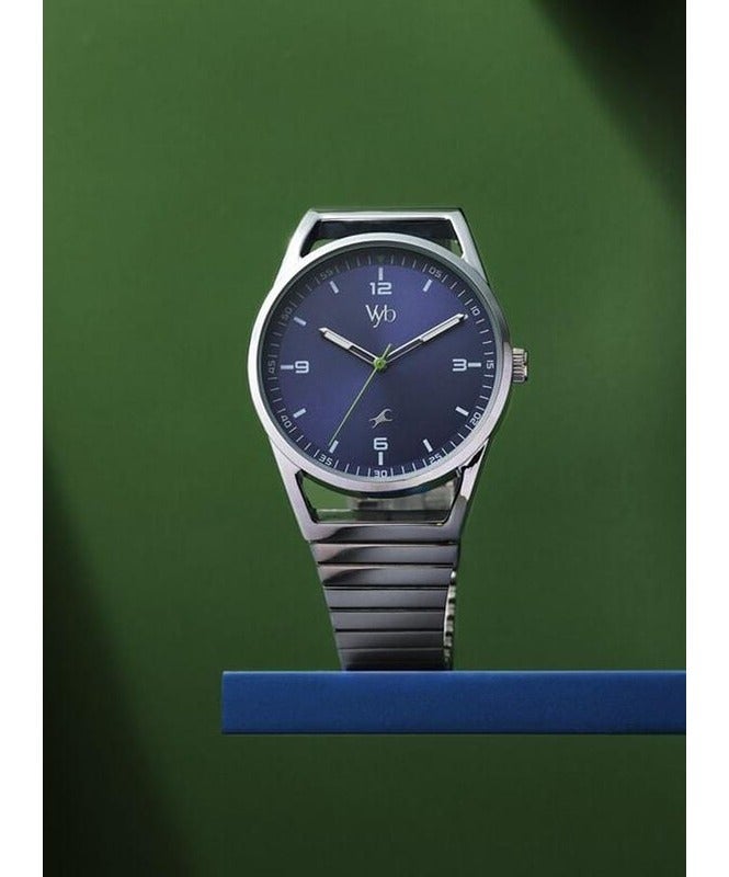 fastrack Vyb Horizon Fastrack By Titan Quartz Analog Blue Dial Silver Metal Strap Watch For Men fv30006sm01w - Image 4