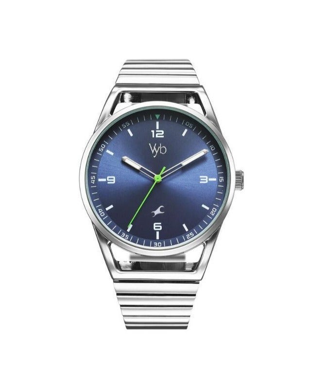 fastrack Vyb Horizon Fastrack By Titan Quartz Analog Blue Dial Silver Metal Strap Watch For Men fv30006sm01w - Image 1
