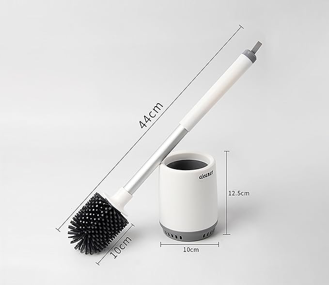 IMUU Silicone Toilet Brush with Holder Stand, Storage Deep-Cleaning Toilet Bowl Brush with Non-Slip Long Handle Toilet, Modern Design, Wall Mounted or Free Standing for Bathroom Toilet Cleaner - Image 2