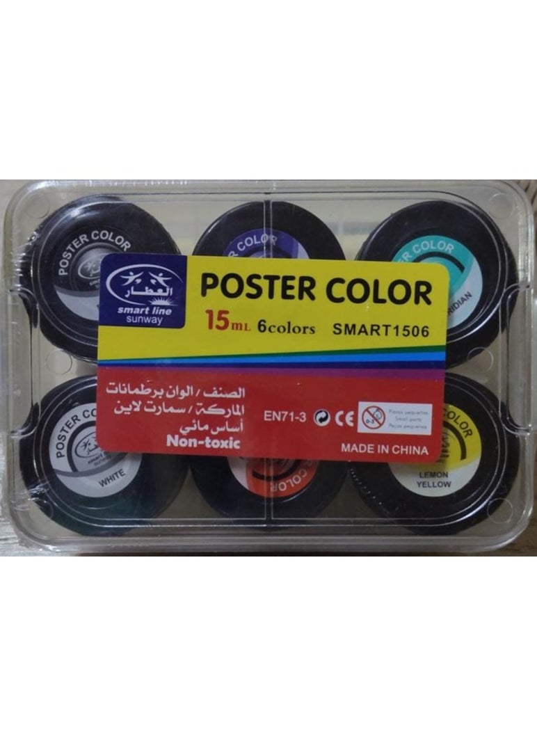 Generic - Smart Line Gouache Poster Color - 6 Colors, 15 ml - Multicolor - Image 1