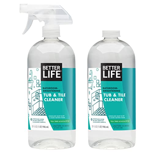 BETTER LIFE Bathroom Cleaner - Tea Tree Bathtub & Shower Cleaner Spray for Glass and Tile - Foaming Mold and Mildew Remover for Tub Works on Hard Water Stains - 32oz (Pack of 2) - Image 1