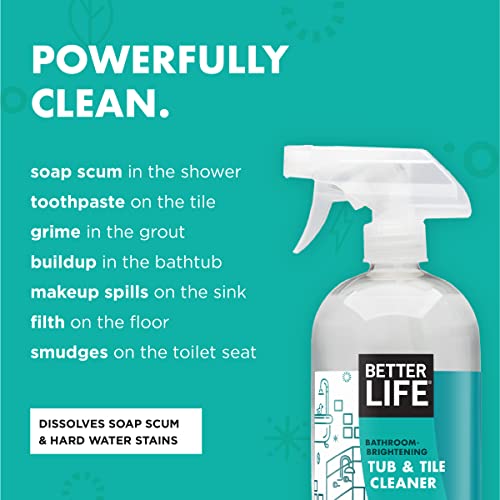 BETTER LIFE Bathroom Cleaner - Tea Tree Bathtub & Shower Cleaner Spray for Glass and Tile - Foaming Mold and Mildew Remover for Tub Works on Hard Water Stains - 32oz (Pack of 2) - Image 3