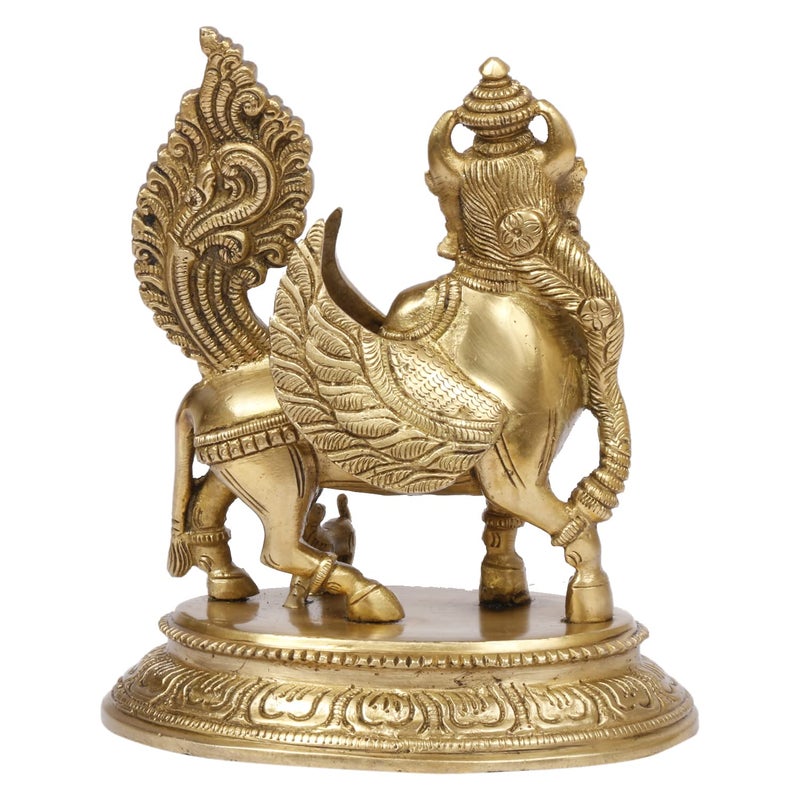 ARTVARKO Brass Holy Nandi Kamdhenu Cow Calf Idol Sculpture Cow Statue Hindu Religious Showpiece Temple Puja Home Dcor Gift 65 Inch - Image 5