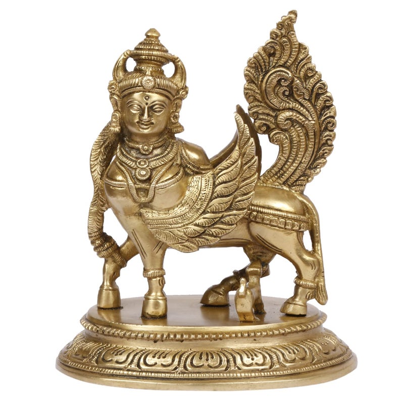 ARTVARKO Brass Holy Nandi Kamdhenu Cow Calf Idol Sculpture Cow Statue Hindu Religious Showpiece Temple Puja Home Dcor Gift 65 Inch - Image 2