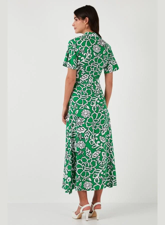 Lela Lela Patterned Slit Shirt Collar Maxi Dress Women's DRESS 611EL502