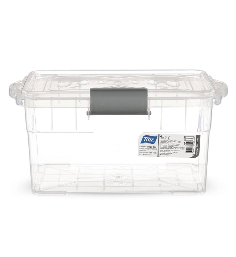 Titiz Layered Food Container with Secure Lock - 1500ml - Made in Turkey - Transparent Plastic - Image 2