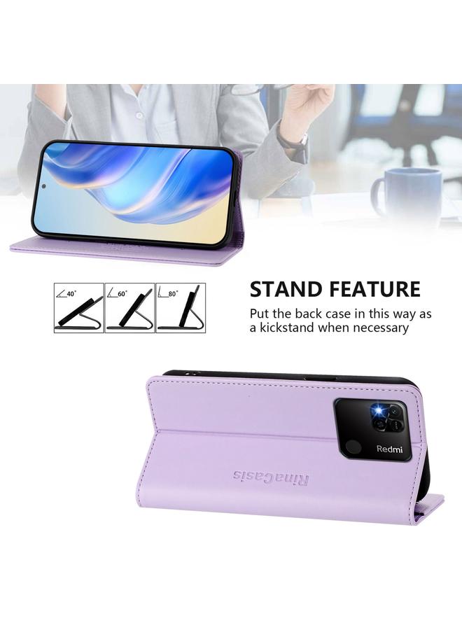 S-TOP Case For Redmi 10A / 9C RC01 Dual-Folded Magnetic Suction RFID Leather Phone Case - Image 4