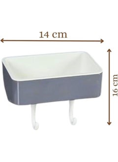 Happy Home Wall Mounted Bathroom Organizer with Hooks - Multipurpose Storage Solution Multicolor 14cm  - Image 3