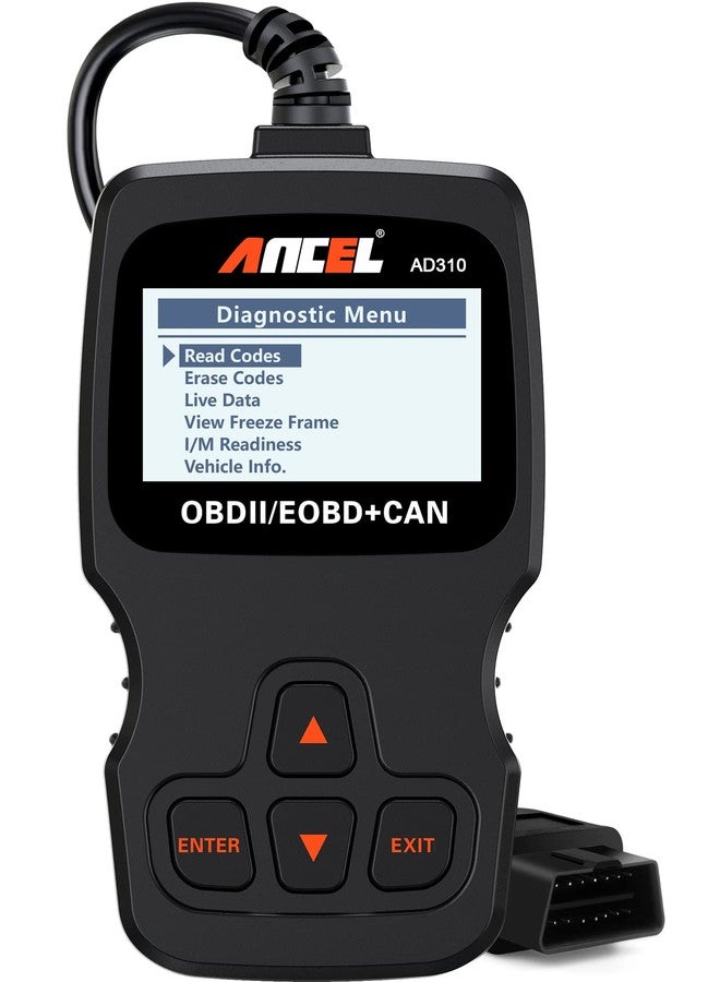 أنسيل جهاز فحص أعطال محرك السيارة العالمي ANCEL AD310 OBD2، قارئ رموز أعطال المحرك، أداة فحص تشخيصية محسّنة بتقنية CAN، يقرأ ويمسح رموز الأعطال لجميع مركبات OBDII موديل 1996 وما بعدها (أسود كلاسيكي) - Image 1