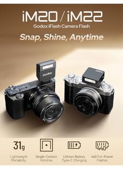 Godox Godox iM20 Camera Flash, Mini Flash Speedlite,440 Full-Power Flashes,Single Contact Hotshoe,Built-in Lithium Battery for Fuji/Sony/Nikon/Canon/Olympus Camera (iM20)  - Image 5