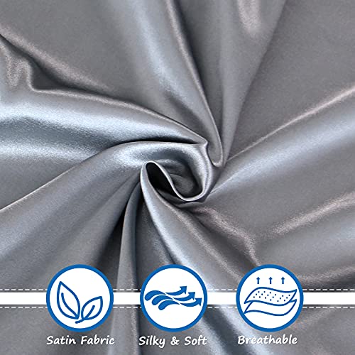 Coldwind Satin Bassinet Sheet Fitted Great for Baby Hair Soft Silk Feeling Sheet for Rectangle Hourglass Oval Cradle or Bassinet Pad＆Mattress, Bassinet Sheets for Baby Boy and Girl Gift, Gray - Image 2
