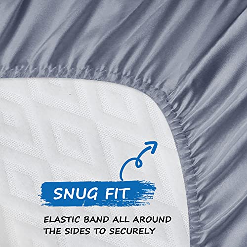 Coldwind Satin Bassinet Sheet Fitted Great for Baby Hair Soft Silk Feeling Sheet for Rectangle Hourglass Oval Cradle or Bassinet Pad＆Mattress, Bassinet Sheets for Baby Boy and Girl Gift, Gray - Image 3