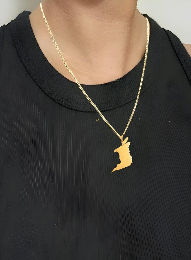 14K Yellow Gold Big Trinidad & Tobago Map Pendant Necklace For Women Men - Ethnic City And Tobago Necklace Country Map Pendant Charm Jewelry Gifts For Women Men - Image 4