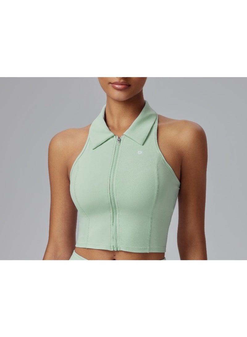 Women Sleeveless Athletic Tank Tops Shirts Full Zip Up T Shirt Slim Fit Yoga Running tennis Sports Tee Shirts Sleeveless Blouse - Image 1