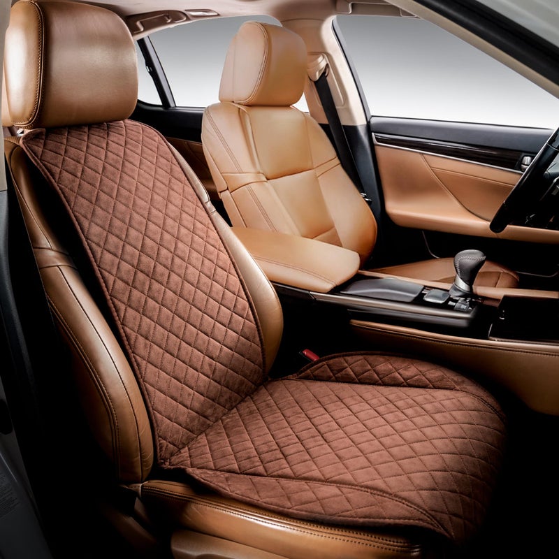 IVICY Faux Suede Car Seat Cover for Cars Soft NonSlip Front Car Seat Protector Covers for Most Automotive Vans SUVs Trucks 1 Unit Brown
