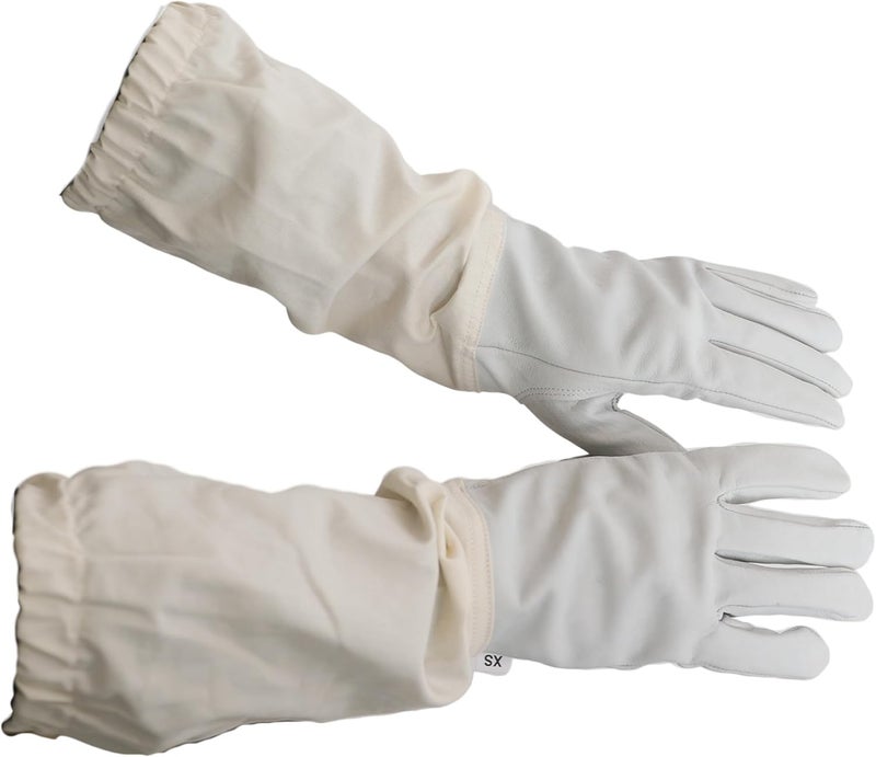 FOREST BEEKEEPING SUPPLY Beekeeping Gloves – Goatskin Leather Bee Gloves for Men and Women, Bees Protective Gear with Long Canvas Sleeves and Elastic Cuffs for Hobbyists and Professional Beekeepers (Small) - Image 2