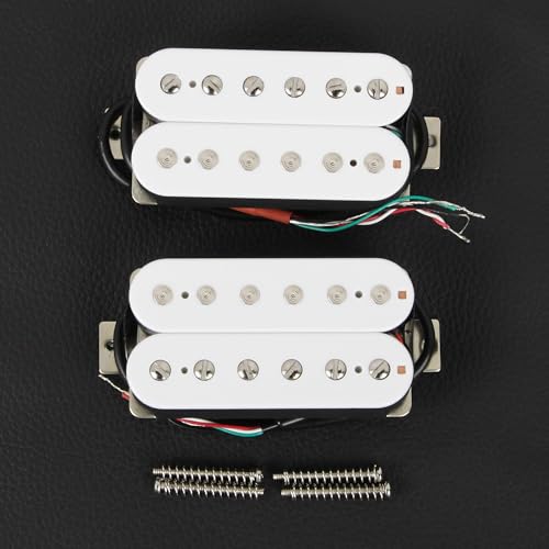 FLEOR Alnico 5 Guitar Pickup Double Coil Humbucker Pickups Neck and Bridge Set White - Image 3