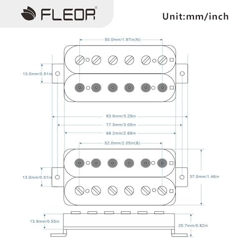FLEOR Alnico 5 Guitar Pickup Double Coil Humbucker Pickups Neck and Bridge Set White - Image 2