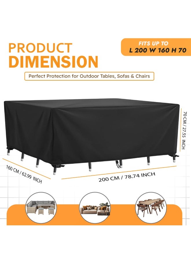 TOPIFY Waterproof Garden Patio Furniture Cover Set, (200 x 160 x 70) Upgraded 210D Heavy Duty Oxford Fabric UV Resistant Protective Covers for Rectangle Table Chair Sofa Outdoor - Image 2