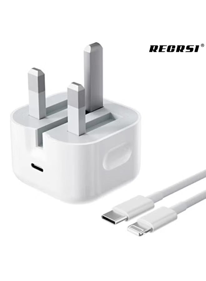 ريكرسي RECRSI PD iPhone 35W شاحن سريع محول USB-C مع USB C إلى كابل البيانات البرق كابل الطاقة متوافق مع iPhone 14/14 Pro / 14 Pro Max / 13/12 / SE2020/11 / XR / XS Max / X / iPad ، إلخ ... - Image 2