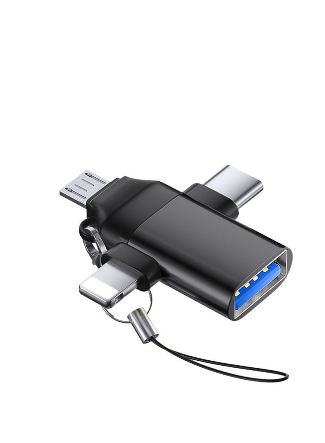 U Disk Adapter Multi-function Conversion Line Tpc Android Suitable For Apple Typec To Usbotg Adapter-Color:Adapter [black]  - Image 1